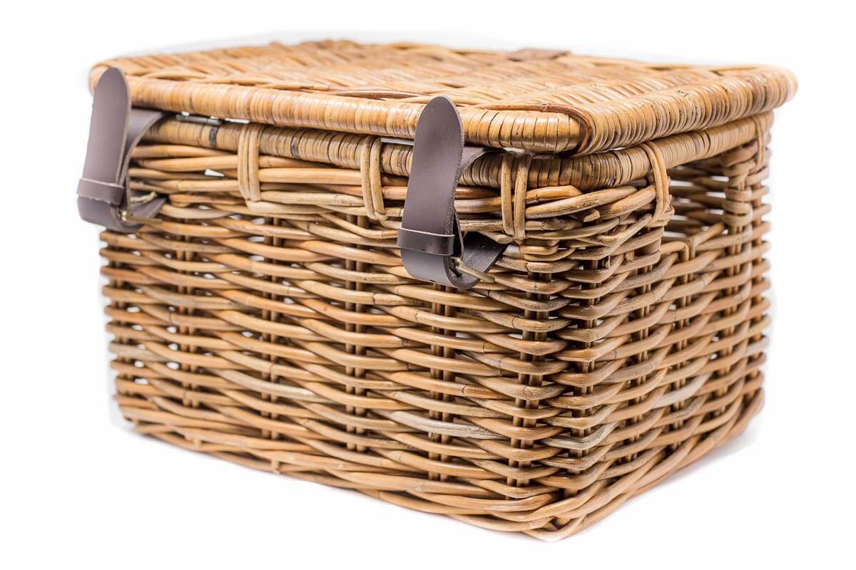 Cesta De Picnic De Mimbre Con Tapa - Tamaño Mediano (34x23x31 Cm), Forro Extraíble, Asa, Ideal Para Exterior